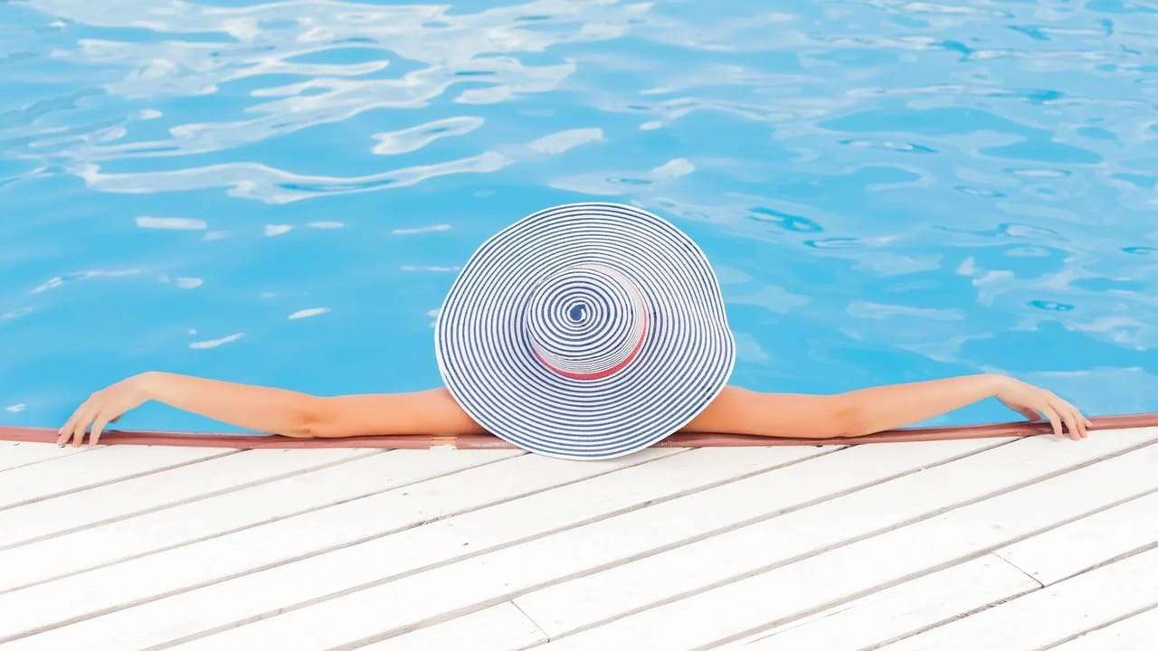 woman in a pool